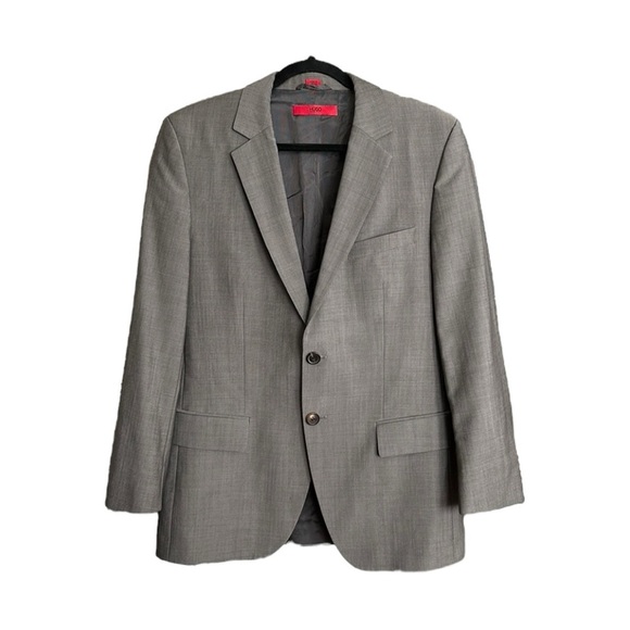HUGO BOSS Aamon Hago Sport Coat Blazer Jacket Gray Wool Mohair Career, Size 36S - Picture 1 of 13